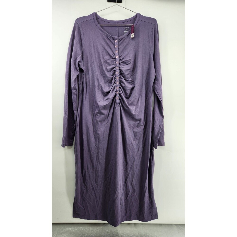 Adore Me Women's XL Purple Long Sleeve Henley Dress